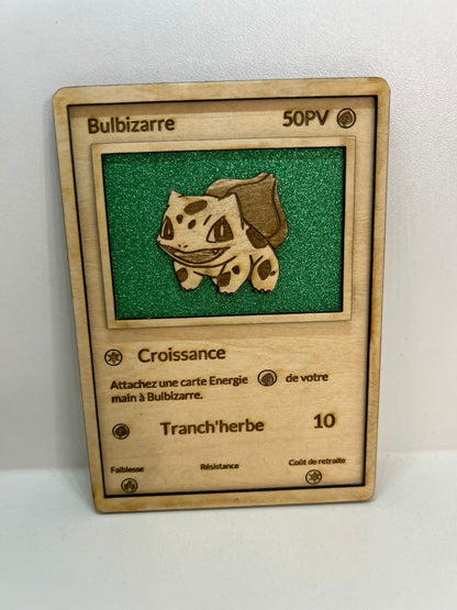 Carte en bois - Pokémon - Bulbizarre