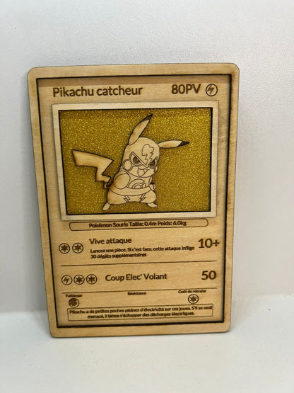 Carte en bois - Pokémon - Pikachu