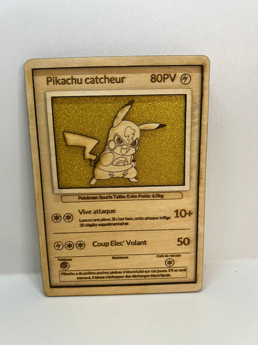 Carte en bois - Pokémon - Pikachu