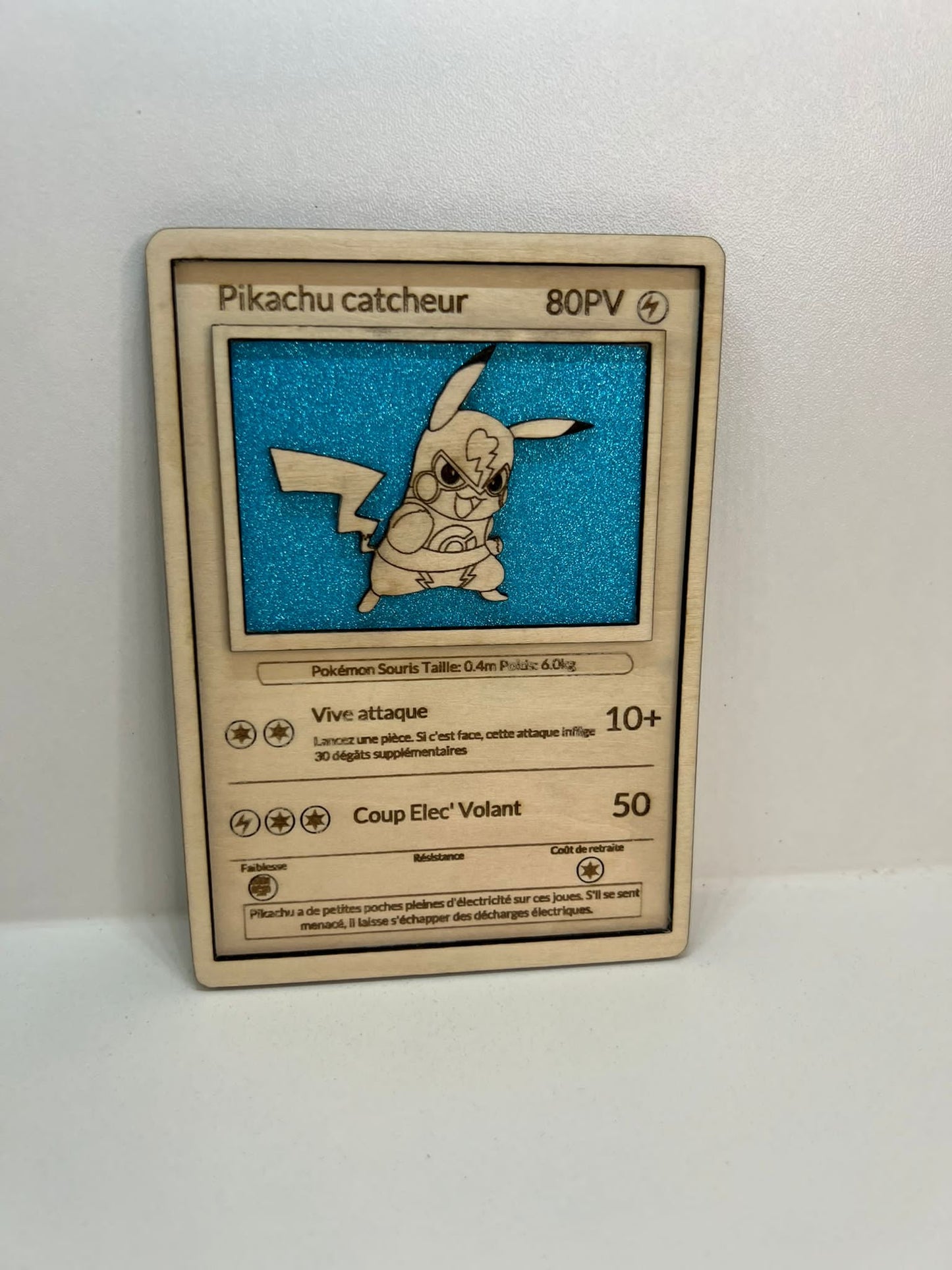 Carte en bois - Pokémon - Pikachu