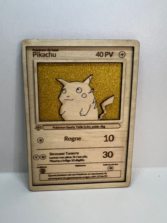 Carte en bois - Pokémon - Pikachu
