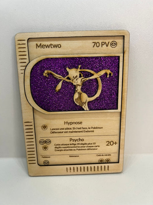 Carte en bois - Pokémon - Mewtwo