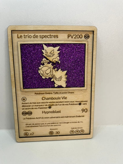 Carte en bois - Pokémon - Trio de Spectres
