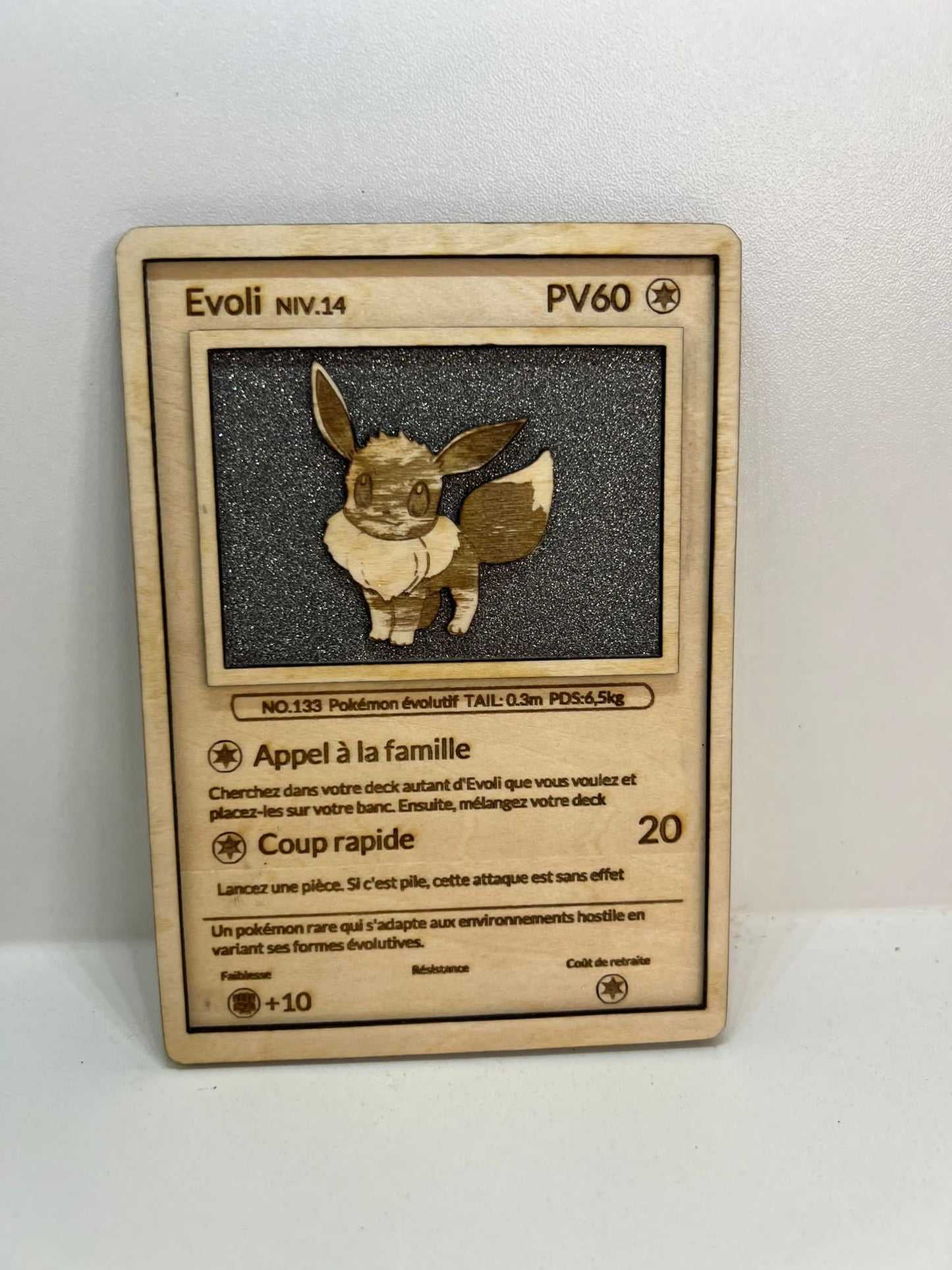 Carte en bois - Pokémon - Evoli