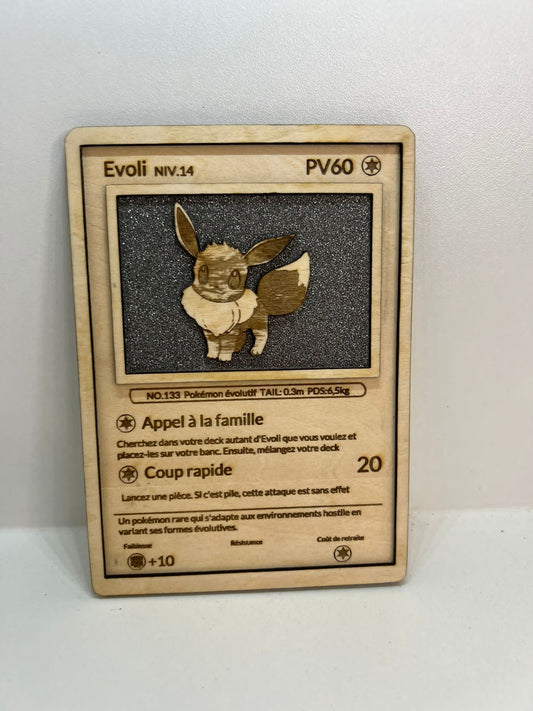Carte en bois - Pokémon - Evoli