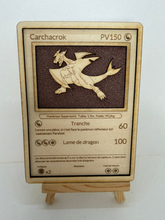 Carte en bois - Pokémon - Carchacrok